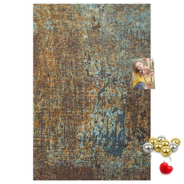 Bacheca in sughero con texture rustica e accenti blu