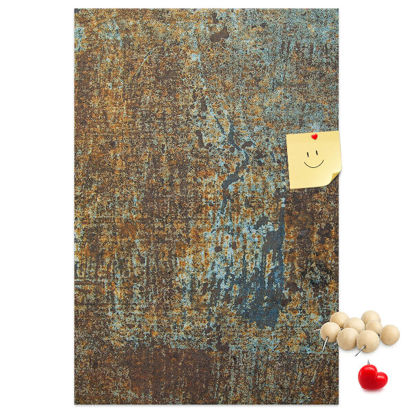 Bacheca in sughero con texture rustica e accenti blu