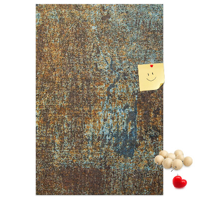 Bacheca in sughero con texture rustica e accenti blu