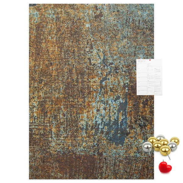 Bacheca in sughero con texture rustica e accenti blu