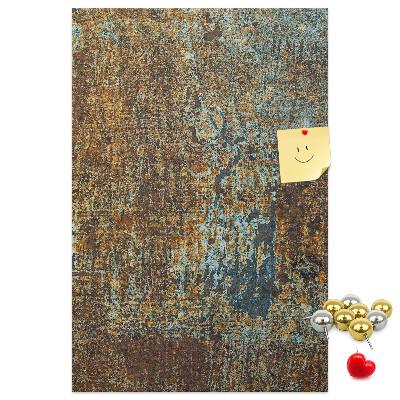 Bacheca in sughero con texture rustica e accenti blu