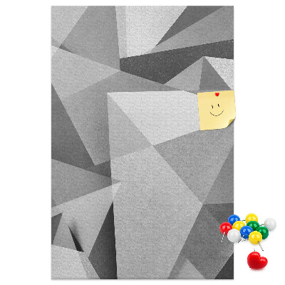 Bacheca di sughero con motivo astratto in scala di grigi con triangoli