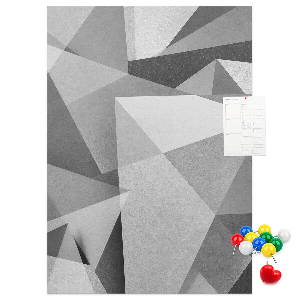 Bacheca di sughero con motivo astratto in scala di grigi con triangoli