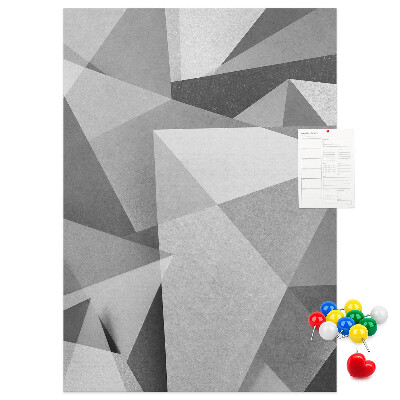 Bacheca di sughero con motivo astratto in scala di grigi con triangoli