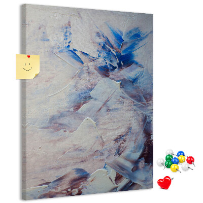 Bacheca di sughero con motivo di schizzi astratti di vernice blu e bianca