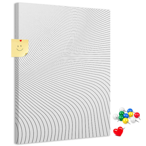Bacheca di sughero con motivo monocromatico a onde di linee