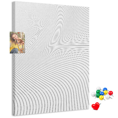 Bacheca di sughero con motivo monocromatico a onde di linee