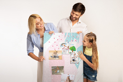Bacheca di sughero con stampa a macchie astratte in colori pastello