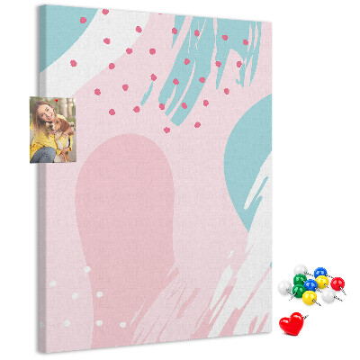 Bacheca di sughero con stampa a macchie astratte in colori pastello