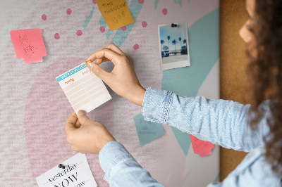 Bacheca di sughero con stampa a macchie astratte in colori pastello