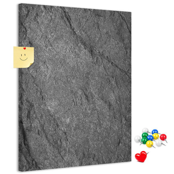 Bacheca di sughero con stampa effetto pietra naturale grigio-nera