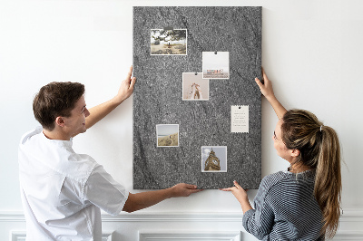 Bacheca di sughero con stampa effetto pietra naturale grigio-nera
