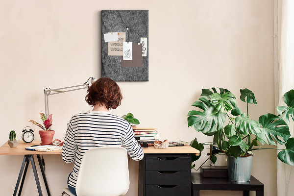 Bacheca di sughero con stampa effetto pietra naturale grigio-nera