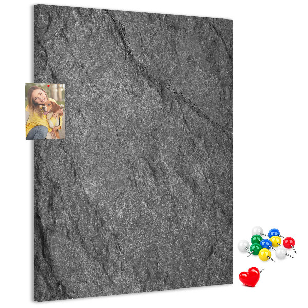 Bacheca di sughero con stampa effetto pietra naturale grigio-nera