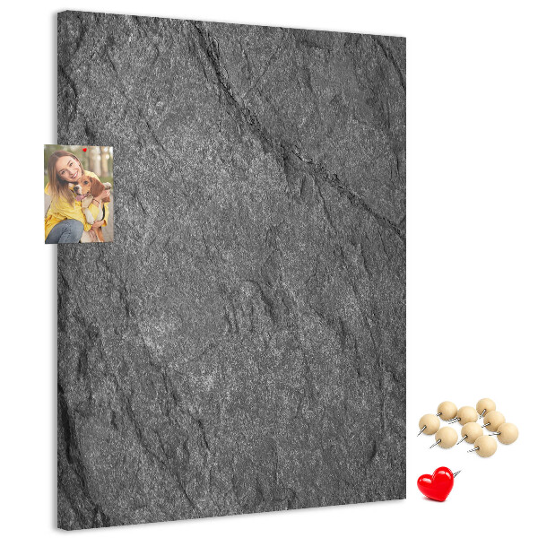 Bacheca di sughero con stampa effetto pietra naturale grigio-nera