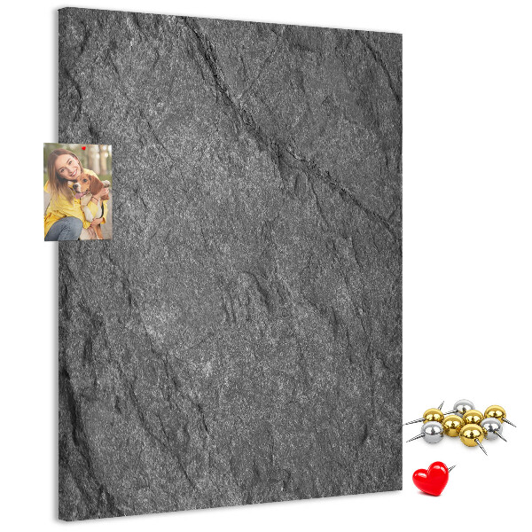Bacheca di sughero con stampa effetto pietra naturale grigio-nera
