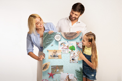 Lavagna in sughero decorazione con frutti tropicali e note marine