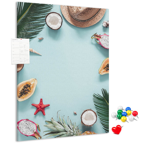 Lavagna in sughero decorazione con frutti tropicali e note marine