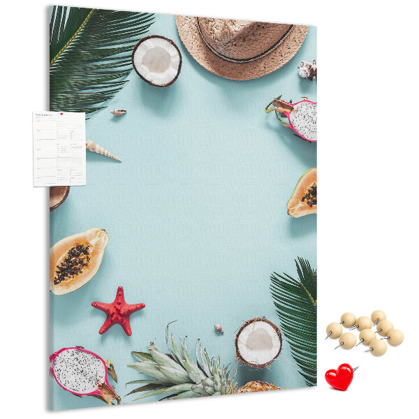 Lavagna in sughero decorazione con frutti tropicali e note marine
