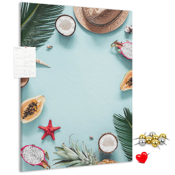 Lavagna in sughero decorazione con frutti tropicali e note marine