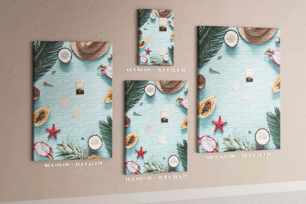 Lavagna in sughero decorazione con frutti tropicali e note marine