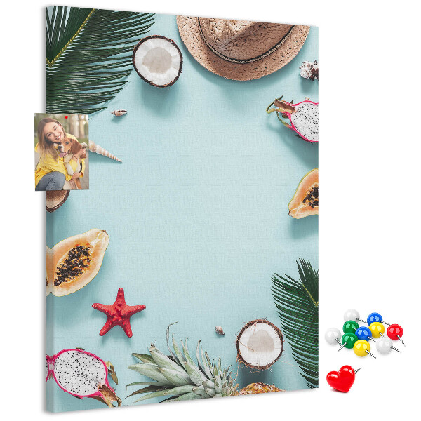 Lavagna in sughero decorazione con frutti tropicali e note marine