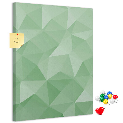 Bacheca di sughero con forme geometriche in diverse tonalità di verde