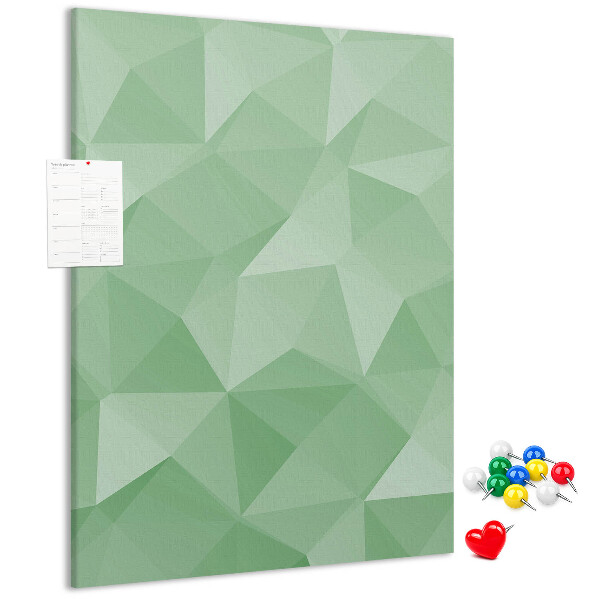 Bacheca di sughero con forme geometriche in diverse tonalità di verde