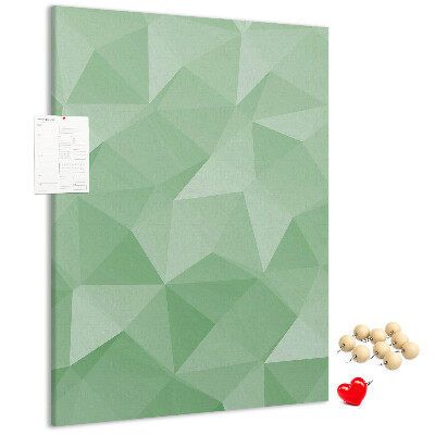 Bacheca di sughero con forme geometriche in diverse tonalità di verde