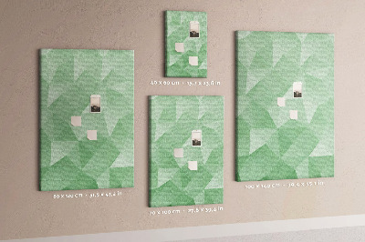 Bacheca di sughero con forme geometriche in diverse tonalità di verde