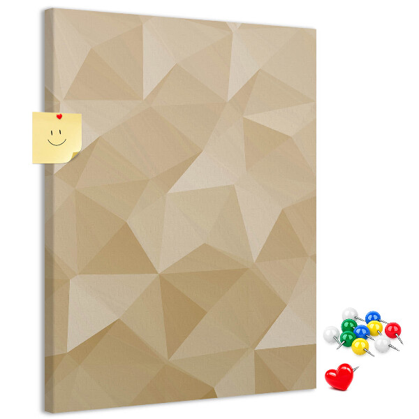 Lavagna in sughero con stampa geometrica nei toni del beige e del marrone