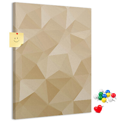 Lavagna in sughero con stampa geometrica nei toni del beige e del marrone