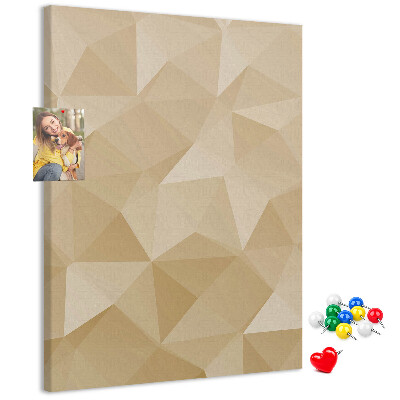 Lavagna in sughero con stampa geometrica nei toni del beige e del marrone