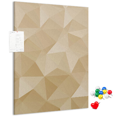 Lavagna in sughero con stampa geometrica nei toni del beige e del marrone