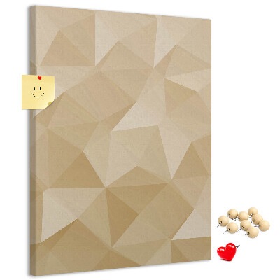 Lavagna in sughero con stampa geometrica nei toni del beige e del marrone