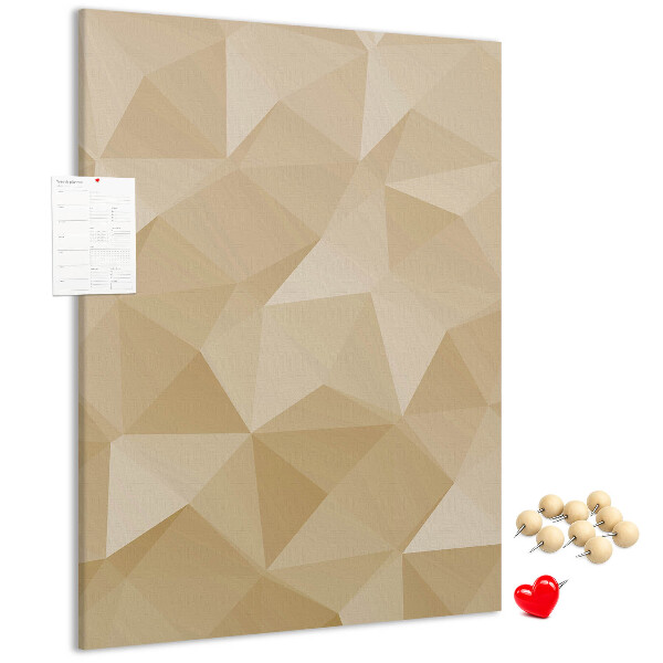 Lavagna in sughero con stampa geometrica nei toni del beige e del marrone