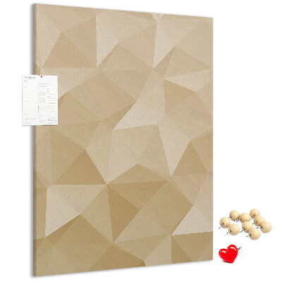 Lavagna in sughero con stampa geometrica nei toni del beige e del marrone
