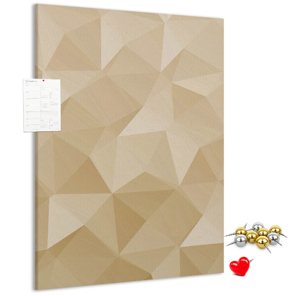 Lavagna in sughero con stampa geometrica nei toni del beige e del marrone