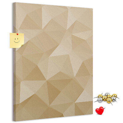 Lavagna in sughero con stampa geometrica nei toni del beige e del marrone