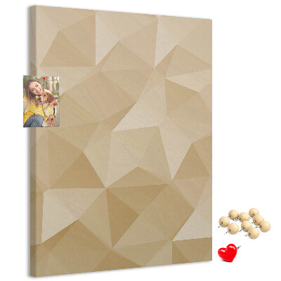 Lavagna in sughero con stampa geometrica nei toni del beige e del marrone