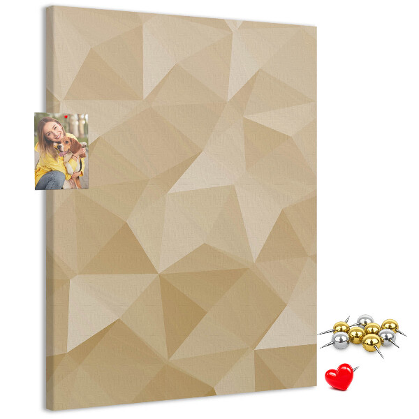 Lavagna in sughero con stampa geometrica nei toni del beige e del marrone