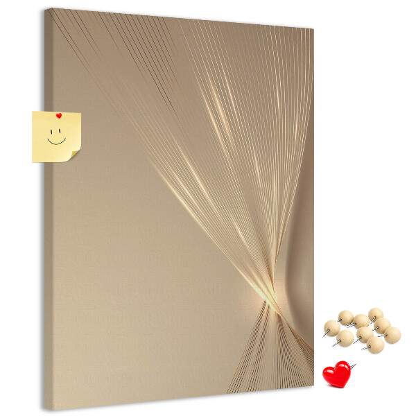 Bacheca di sughero con stampa di linee delicate su sfondo beige