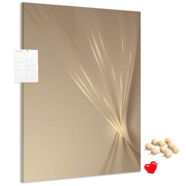 Bacheca di sughero con stampa di linee delicate su sfondo beige