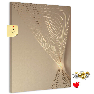 Bacheca di sughero con stampa di linee delicate su sfondo beige