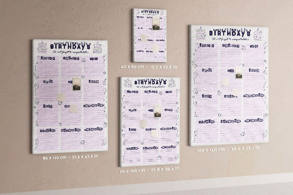 Lavagna in sughero calendario dei compleanni con decorazione di palloncini colorati