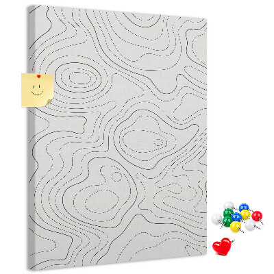 Bacheca di sughero con stampa di linee e onde astratte