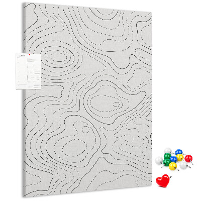 Bacheca di sughero con stampa di linee e onde astratte