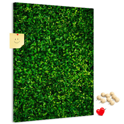 Bacheca di sughero con rivestimento verde folto effetto foglie
