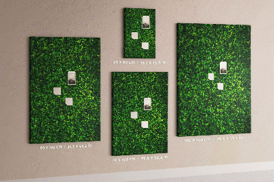 Bacheca di sughero con rivestimento verde folto effetto foglie