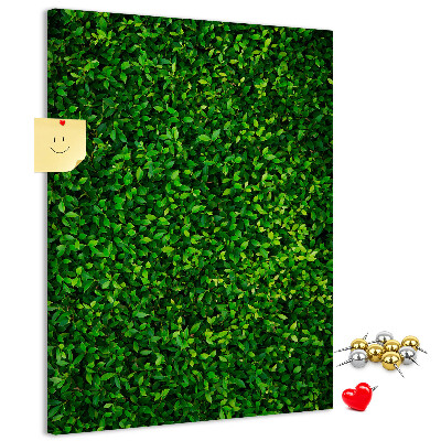 Bacheca di sughero con rivestimento verde folto effetto foglie
